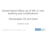 Arbeidsmiljø i prosjekt HTS 15.03.2010 – Generell Yrkeshygiene – EVU - NTNU Systematical follow-up of WE in new building and modifications (Norwegian Oil.