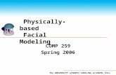 The UNIVERSITY of NORTH CAROLINA at CHAPEL HILL Physically-based Facial Modeling COMP 259 Spring 2006.