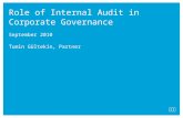 PwC Role of Internal Audit in Corporate Governance September 2010 Tumin Gültekin, Partner.