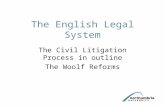 The English Legal System The Civil Litigation Process in outline The Woolf Reforms.