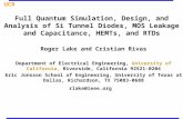 Full Quantum Simulation, Design, and Analysis of Si Tunnel Diodes, MOS Leakage and Capacitance, HEMTs, and RTDs Roger Lake and Cristian Rivas Department.