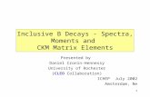 1 Inclusive B Decays - Spectra, Moments and CKM Matrix Elements Presented by Daniel Cronin-Hennessy University of Rochester (CLEO Collaboration) ICHEP.