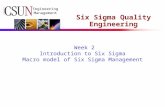 CSUN Engineering Management Six Sigma Quality Engineering Week 2 Introduction to Six Sigma Macro model of Six Sigma Management.