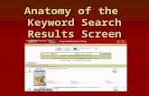 Anatomy of the Keyword Search Results Screen. A keyword search will result in.
