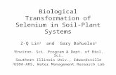 Biological Transformation of Selenium in Soil-Plant Systems Z-Q Lin 1 and Gary Bañuelos 2 1 Environ. Sci. Program & Dept. of Biol. Sci. Southern Illinois.