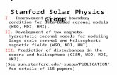 My 20 Years of Service at Stanford Solar Physics Group I. Improvement of inner boundary condition for data-based coronal models (WSO, MDI, HMI). II. Development.