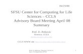 Prof. D. Petkovic, Director, CCLS; Chair, CS Department SFSU 1 SFSU Center for Computing for Life Sciences – CCLS Advisory Board Meeting April 08 Summary.