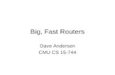 Big, Fast Routers Dave Andersen CMU CS 15-744. Router Architecture Data Plane –How packets get forwarded Control Plane –How routing protocols establish.
