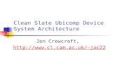 Clean Slate Ubicomp Device System Architecture Jon Crowcroft, jac22.