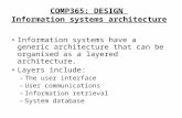 COMP365: DESIGN Information systems architecture Information systems have a generic architecture that can be organised as a layered architecture. Layers.