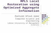 MPLS Local Restoration using Optimized Aggregate Information Zartash Afzal Uzmi Computer Science and Engineering Lahore University of Management Sciences.