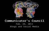 Communicator’s Council Feb. 28, 2011 Blogs and Social Media.
