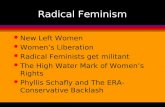 Radical Feminism l New Left Women l Women’s Liberation l Radical Feminists get militant l The High Water Mark of Women’s Rights l Phyllis Schafly and The.