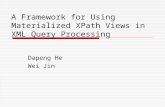 A Framework for Using Materialized XPath Views in XML Query Processing Dapeng He Wei Jin.
