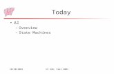 10/30/2001CS 638, Fall 2001 Today AI –Overview –State Machines.