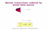 Narrow transitions induced by broad band pulses ï„ï· |g> |f> Loss of spectral resolution