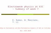 K. Kumar, W. Marciano, Y. Li Electroweak physics at EIC - Summary of week 7 INT Workshop on Pertubative and Non-Pertubative Aspects of QCD at Collider.