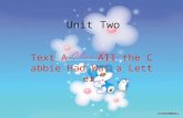 Unit Two Text A All the Cabbie Had Was a Letter. Text A Part Ⅰ Pre-reading Task Part Ⅱ Comprehension questions Part Ⅲ Language Points Part Ⅳ Post-questions.