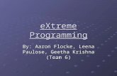 EXtreme Programming By: Aaron Flocke, Leena Paulose, Geetha Krishna (Team 6)
