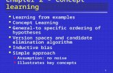 1 Chapter 2 - Concept learning  Learning from examples  Concept Learning  General-to specific ordering of hypotheses  Version spaces and candidate.