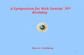 1 Marvin Goldberg A Symposium for Nick Samios' 70 th Birthday.