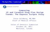 Comparing US and Canadian Drug Plan Design Trends: The Express Scripts Story Steve Goldberg, MD,MBA Chief of Medical Affairs Value of Generics Symposium.