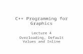 C++ Programming for Graphics Lecture 4 Overloading, Default Values and Inline.