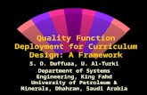 Quality Function Deployment for Curriculum Design: A Framework S. O. Duffuaa, U. Al-Turki Department of Systems Engineering, King Fahd University of Petroleum.