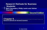 1 Second Edition Dr. Wasim Al-Habil. Chapter 5...................... Chapter 5...................... Research Methods for Business Students Research Methods.