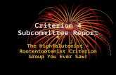 Criterion 4 Subcommittee Report The Highfalutenist – Rootentootenist Criterion Group You Ever Saw!
