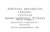 Auditory perception classes: critical bands/auditory filters David Poeppel Questions/complaints/concerns: david.poeppel@nyu.edu.