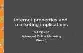 Internet properties and marketing implications MARK 430 Advanced Online Marketing Week 1.