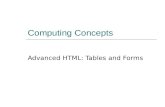 Computing Concepts Advanced HTML: Tables and Forms.