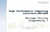 High Performance Computing Course Notes 2007-2008 Message Passing Programming I.