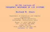 18-791 Lecture #7 FREQUENCY RESPONSE OF LSI SYSTEMS Department of Electrical and Computer Engineering Carnegie Mellon University Pittsburgh, Pennsylvania.