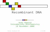 11/18/2008Biochem: Recombinant DNA Recombinant DNA Andy Howard Introductory Biochemistry 18 November 2008.