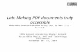 Lab: Making PDF documents truly accessible Mireia Ribera, Universitat de Barcelona Friday, Nov. 13 2009, 2:15 - 4:15 p.m. 12th Annual Accessing Higher.