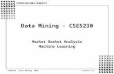 CSE5230 - Data Mining, 2003Lecture 2.1 Data Mining - CSE5230 Market Basket Analysis Machine Learning CSE5230/DMS/2003/2.