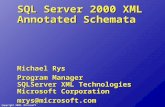 Copyright 2000, Microsoft Corp. SQL Server 2000 XML Annotated Schemata Michael Rys Program Manager SQLServer XML Technologies Microsoft Corporation mrys@microsoft.com.