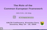 L ANGUAGE T ESTING S ERVICES John H.A.L. de Jong 2004 1 The Role of the Common European Framework John H.A.L. de Jong EALTA Conference, Kranjska Gora,
