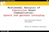 Nov 22 nd, 2006 Multimodal Analysis of Expressive Human Communication: Speech and gesture interplay Ph.D. Dissertation Proposal Carlos Busso Adviser: Dr.