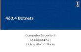 463.4 Botnets Computer Security II CS463/ECE424 University of Illinois.