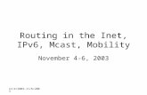 11/4/2003-11/6/2003 Routing in the Inet, IPv6, Mcast, Mobility November 4-6, 2003.