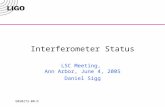 G050273-00-D Interferometer Status LSC Meeting, Ann Arbor, June 4, 2005 Daniel Sigg.