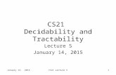 January 14, 2015CS21 Lecture 51 CS21 Decidability and Tractability Lecture 5 January 14, 2015.