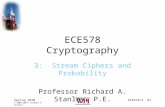 ECE578/3 #1 Spring 2010 © 2000-2010, Richard A. Stanley ECE578 Cryptography 3: Stream Ciphers and Probability Professor Richard A. Stanley, P.E.