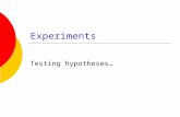 Experiments Testing hypotheses…. Recall: Evaluation techniques  Predictive modeling  Questionnaire  Experiments  Heuristic evaluation  Cognitive.