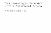 Transforming an ER Model into a Relational Schema  Cs263 Lecture 10.