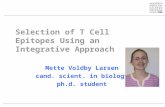 Selection of T Cell Epitopes Using an Integrative Approach Mette Voldby Larsen cand. scient. in biology ph.d. student.