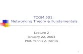 1 TCOM 501: Networking Theory & Fundamentals Lecture 2 January 22, 2003 Prof. Yannis A. Korilis.